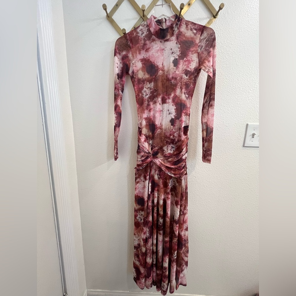 NWT Bardot Lea Tie Dye Mesh Long Sleeve Dress Extra Small - Picture 8 of 15